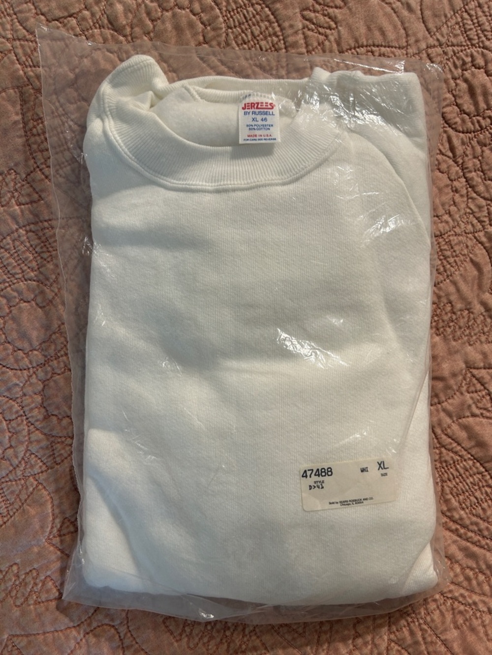 VINTAGE 1986 NEW IN UNOPENED BAG - Jerzees by Russell White Sweatshirt XL